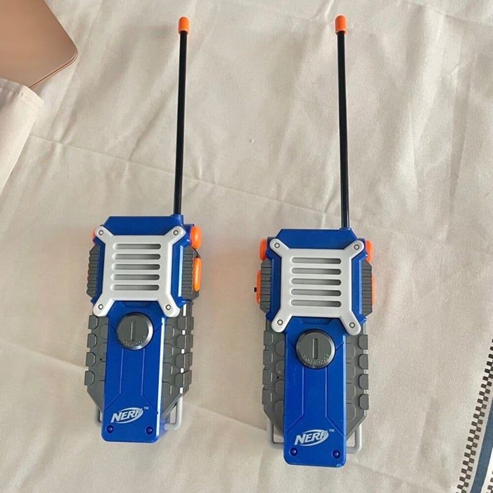 Nerf Walkie Talkie for Kids Fun a Set of 2 Battery Powered Gray Blue & Orange